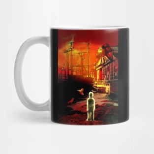 Red Wat Shod boy and birds in a wasteland Mug